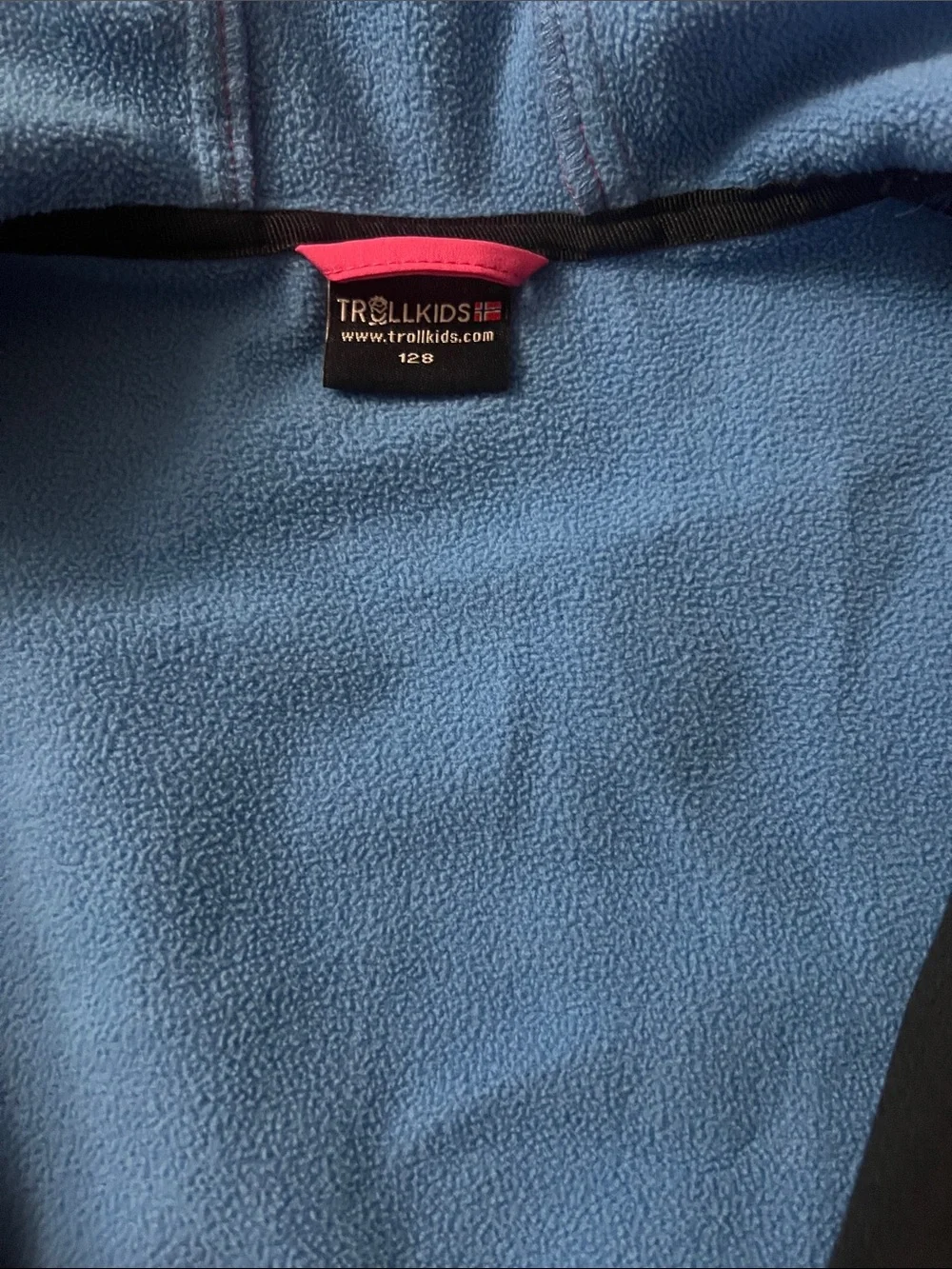 Trollkids Pink Jacket with Blue Trim